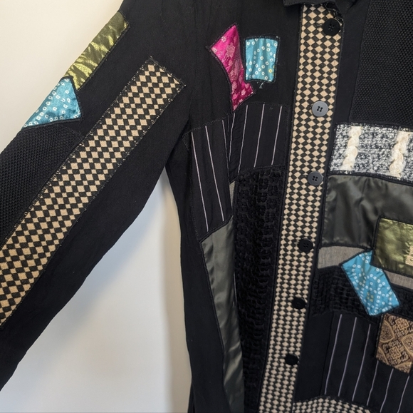 John Mark Jacket Shirt Womens Small Patchwork Embroidered Artsy Button Up - Picture 2 of 11